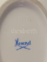 Herendi virágmintás bonbonier, rózsa fogóval, jelzett, 2. oszt., hibátlan, 17x13 cm