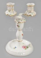 Herendi kétrészes kétágú gyertyatartó, jelzett, 2. oszt., hibátlan, m: 12,5 cm
