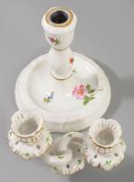 Herendi kétrészes kétágú gyertyatartó, jelzett, 2. oszt., hibátlan, m: 12,5 cm