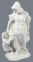 Herendi anya gyermekével szobor, biszkvit porcelán, jelzett, hibátlan, m: 27 cm