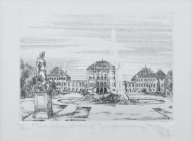 Ralph Beloch (1959): Nympheburg kastély. rézkarc, jelzett, sorszámozott. 30/200. Üvegezett keretben 9x12 cm