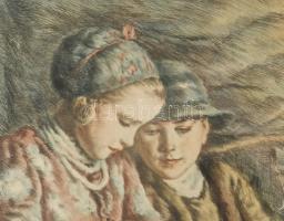 Glatz Oszkár (1872-1958) - Prihoda István (1891-1956): Betűvetés. Színezett rézkarc, papír. Jelzett ...