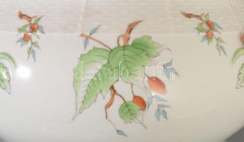Herendi hecsedli mintás leveskínáló edény rózsa fogóval. Jelzett, 2. oszt., hibátlan, m: 20,5 cm