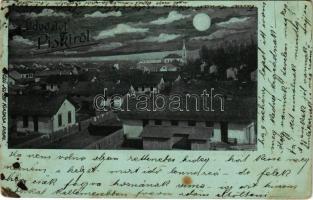 1902 Piski, Simeria; látkép este holdfényben. Főző József kiadása / general view at night in moonlight (fl)