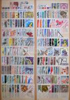 Világösszeállítás részletek sok tengerentúli bélyeggel 135 db hagyományos A/4 10 soros stecklapon (ö...