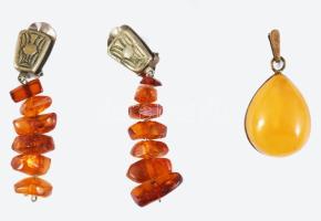 Borostyán ékszerek, nyaklánc, fülbevaló, medál