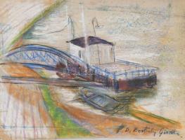 D. Borbély Gizella (1920-1994): Kikötő. Pasztell, papír, jelzett. Sérült. 32x40,5 cm