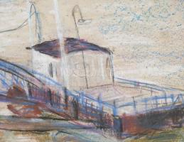 D. Borbély Gizella (1920-1994): Kikötő. Pasztell, papír, jelzett. Sérült. 32x40,5 cm