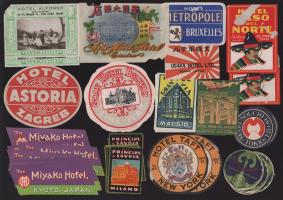 Kb 30 darab háború előtti vegyes hotelcímke, bőröndcímke vegyes állapotban / Many vintage pre-war in...