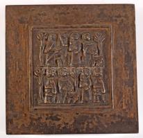 Tevan Margit (1901-1978) doboz domborműves fém díszítéssel. jelzés nélkül, hibátlan . 15x15 cm