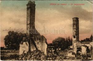 1917 Sanok, po inwazyi, Ul. Jagiellonska. Adam Wilusz / Jagiellonengasse / WWI Polish military, stre...