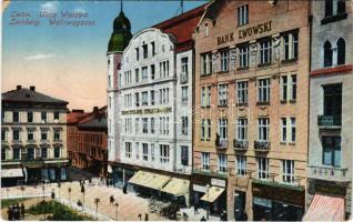 1917 Lviv, Lwów, Lemberg; Ulica Walowa, Bank Lwowski / Walowagasse / street, shops, bank + "Tábori postahivatal 290" (EK)