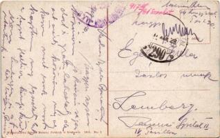 1917 Lviv, Lwów, Lemberg; Ulica Walowa, Bank Lwowski / Walowagasse / street, shops, bank + "Táb...