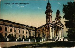 Ungvár, Uzshorod, Uzhhorod, Uzhorod; Görögkatolikus székesegyház és püspöki palota. Ifjú Brody Mór kiadása / cathedral and bishop's palace