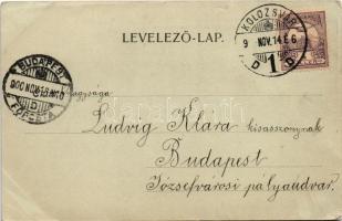 1900 Kolozsvár, Cluj; Hídfő részlet este holdfényben, Ferenc József út, városi vasút, Phönix üzlete,...