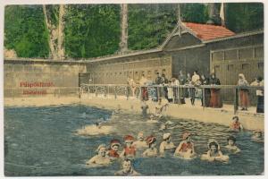Püspökfürdő, Szentlászlófürdő, Baile 1 Mai, Baile Episcopiei (Nagyvárad, Oradea); Közös fürdő, fürdőzők. Rosenbaum Ignác kiadása / spa, bathers (ázott / wet damage)