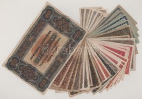 Vegyes, 36db-os világháború utáni korona bankjegy tétel, közte 1920. 1000K, 1923. 500K, 1923. 1000K ...