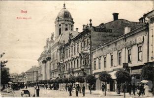 Arad, Andrássy tér, Steigerwald A. bútorgyáros, Morgenstern Gyula, Hegedűs Gyula, Gellér I. üzlete / square, shops (Rb)
