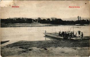 1907 Alvinc, Vintu de Jos; kompátkelés a Maroson. Israel Salamon kiadása / ferry crossing the Mures river (felületi sérülés / surface damage)