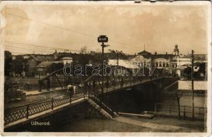 1932 Ungvár, Uzshorod, Uzhhorod, Uzhorod; híd, Korona szálloda, automobil / bridge, hotel, automobile (b)