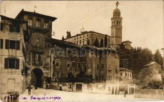 Udine, Piazza Umberto az osztrák-magyar katonai megszállás idején / WWI K.u.K. military, during the occupation in Udine, 1918. photo (kis szakadás / small tear)