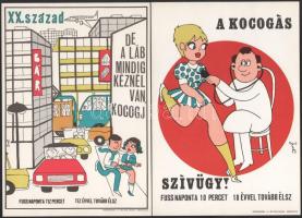 Kőszegi Judit (1944-): 3 db kocogás sportproganda-egészségügyi plakát, villamosplakát, papír, jelzett a plakáton, 25x17 cm körüli méretekben.