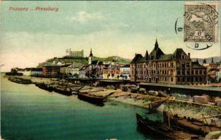 1910 Pozsony, Pressburg, Bratislava; Duna, vár / Danube, castle. TCV card (EK)