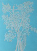 Reich Gábor (1951-): Növények. Linómetszet, papír. Jelzett, számozott 43/100, fakeretben. 34x25 cm