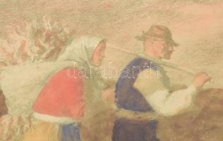 Vidai Brenner Nándor (1903-?): Hazafelé. Litográfia, papír, jelzett. Lap széle vágott. Üvegezett fak...