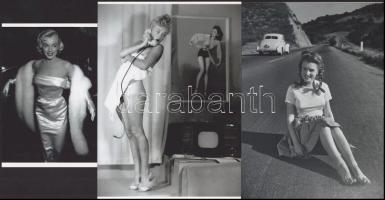 cca 1958 előtti felvételek Marilyn Monroe (korábban Norma Jeane) (1926-1962) amerikai színésznőről, 3 db modern nagyítás, jelzés nélkül, 21x15 cm és 15x10 cm