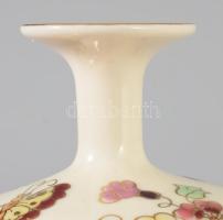 Zsolnay pillangó mintás váza, jelzett, hibátlan, m: 8,5 cm