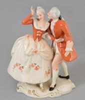 cca 1920 Royal Dux barokk pár, jelzett, hibátlan, m: 22 cm