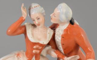 cca 1920 Royal Dux barokk pár, jelzett, hibátlan, m: 22 cm