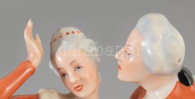 cca 1920 Royal Dux barokk pár, jelzett, hibátlan, m: 22 cm