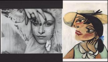 cca 1929 Dora Maar modellről készült portrék, a festményt Picasso készítette, a fényképet Man Ray, 2 db modern nagyítás, jelzés nélkül, 21x15 cm