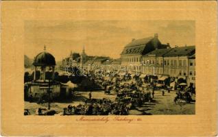 1912 Marosvásárhely, Targu Mures; Széchenyi tér, Bodor kút, piac, Adi Árpád Kossuth nyomdája. W.L. B...