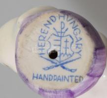 Herendi macska gombolyagon, jelzett, kézzel festett, hibátlan, m: 5,5 cm