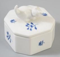 Herendi macska figurás ékszeres edény, jelzett, 2. oszt., m: 6,5 cm