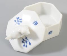 Herendi macska figurás ékszeres edény, jelzett, 2. oszt., m: 6,5 cm