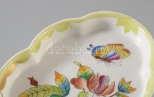 Herendi Viktória mintás ékszeres edény, jelzett, kis aranykopással, 13,5x9 cm