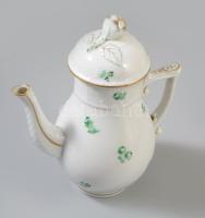 Herendi zöld virágmintás teás kanna, jelzett, hibátlan, m: 16 cm