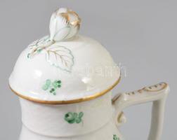 Herendi zöld virágmintás teás kanna, jelzett, hibátlan, m: 16 cm