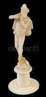 Antik csont furulyás figura, ragasztott, m: 9 cm