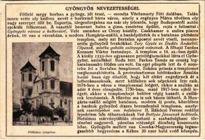 Gyöngyös, Város nevezetességei: plébánia templom. Farkasfalvi Kornél kiadása (vágott / cut)