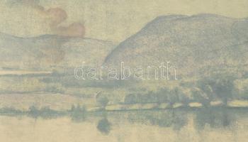 Kiss Terézia (1928-2016): Zebegényi házak. Színezett rézkarc, papír, jelzett. Ázásnyommal. 29,5x38 c...