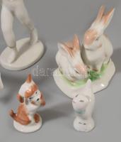5 darab állatfigurás porcelán dísz, közte sérült Rosenthal őz, m: 13 cm alatt