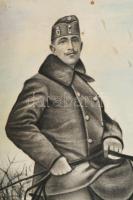 Prokop Márton (-): Lovaskatona, I. világháború, Jorgowicza, Oroszország, 1916. Akvarell, szén, papír...