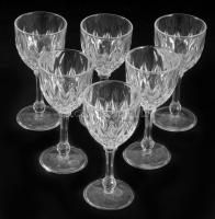 Francia kristály feles pohár készlet, 6 darab,hibátlan, m: 10 cm