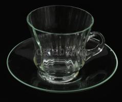 6 darab retro üveg csésze alátéttel, dobozában