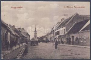 Nagyszombat Rákóczi street with the shops of Simon Wetzler and Mór Haas
